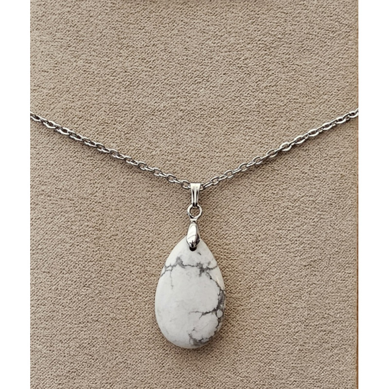Collier goutte Howlite blanche A.I