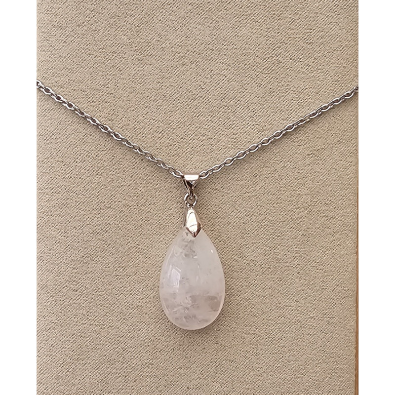Collier goutte Quartz rose A.I
