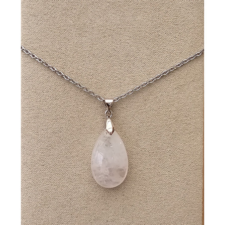 Collier goutte Quartz rose A.I