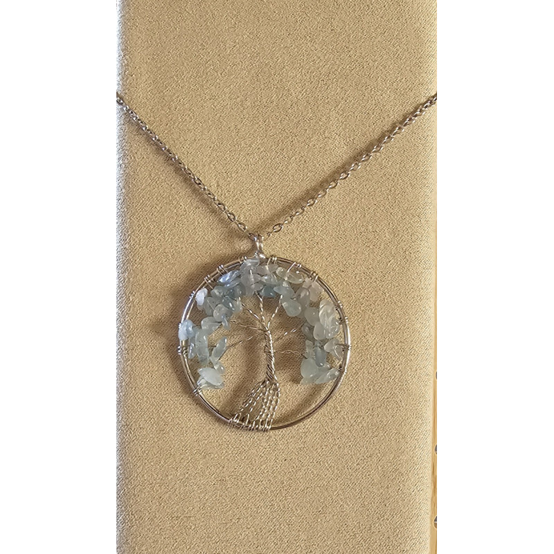 Collier Aigue-Marine Arbre de vie