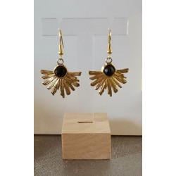 Boucles d'oreilles Onyx demi soleil A.I.OR