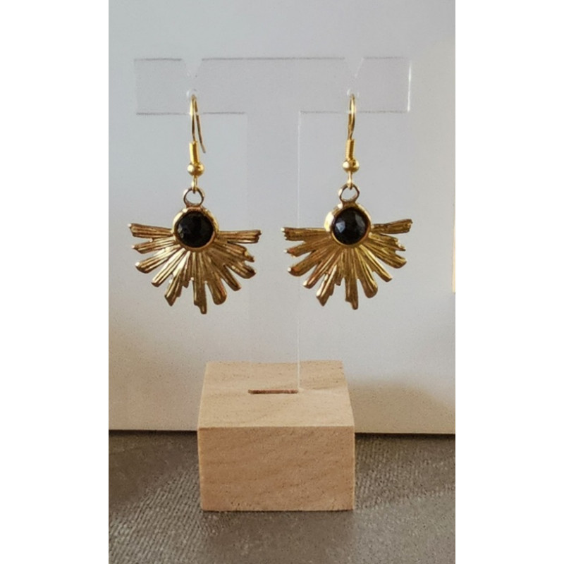 Boucles d'oreilles Onyx demi soleil A.I.OR