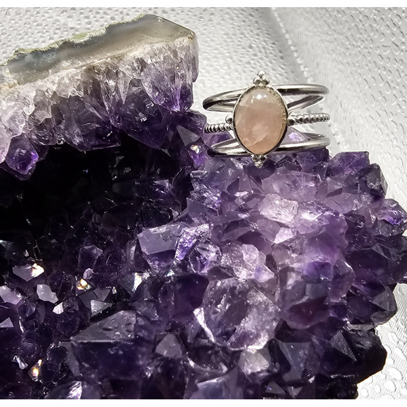 Bague Quartz Rose 3 rangs A.I