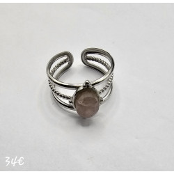Bague Quartz Rose 3 rangs A.I