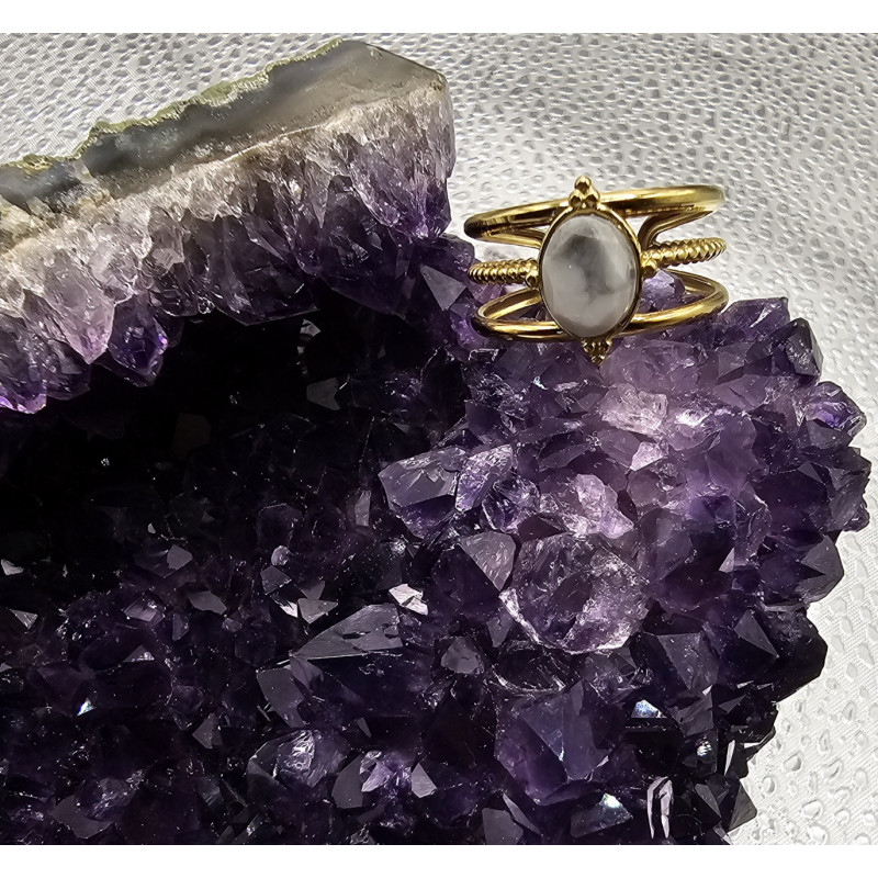 Bague Howlite 3 rangs A.I.OR