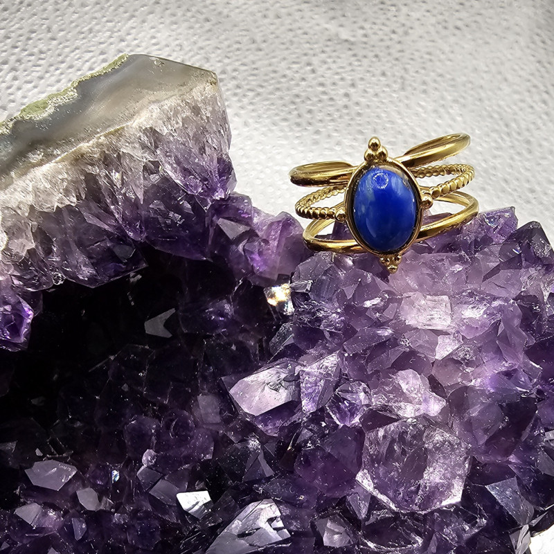 Bague Lapis-lazuli 3 rangs A.I.OR