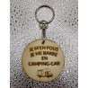 Porte clés rond bois "J'men fous..."