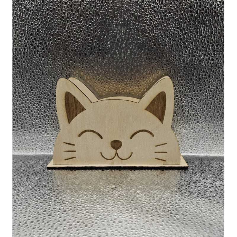 Porte serviettes bois Chat