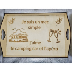 Plateau rectangle bois "Je suis un mec..."