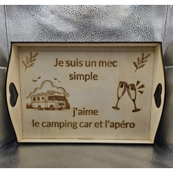 Plateau rectangle bois "Je suis un mec..."