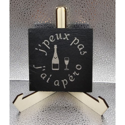 Sous verre carré ardoise "J'peux pas..."