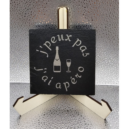 Sous verre carré ardoise "J'peux pas..."