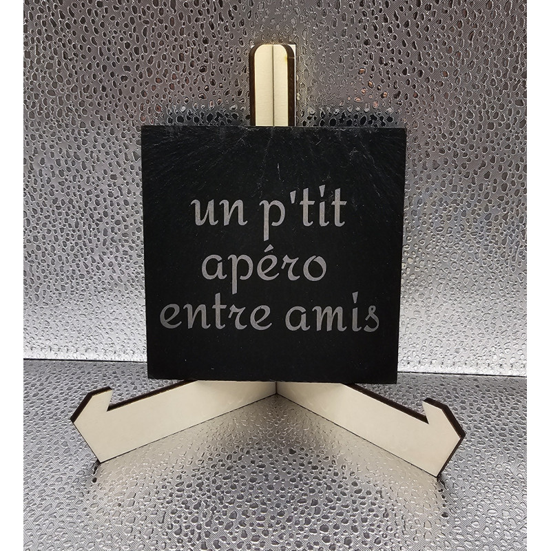 Sous verre carré ardoise "Un p'tit apéro..."