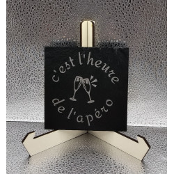 Sous verre carré ardoise "C'est l'heure..."