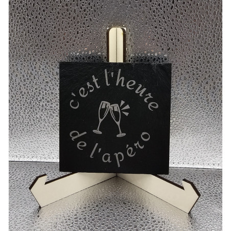 Sous verre carré ardoise "C'est l'heure..."