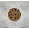 Sous verre rond liège "On touche pas..."