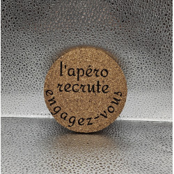 Sous verre rond liège "L'apéro recrute..."