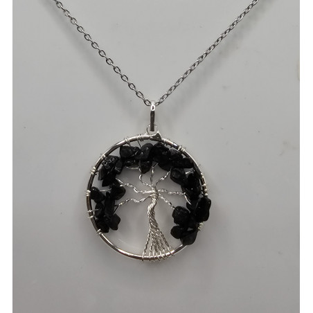 Collier Tourmaline Noire Arbre de vie