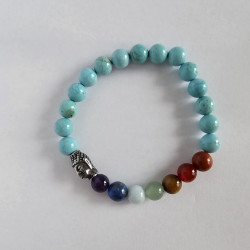 Bracelet 7 Chakras Turquoise et Bouddha
